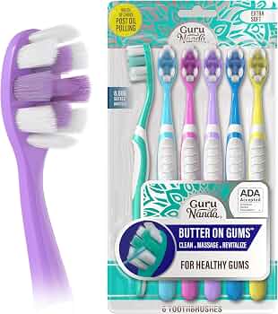 GuruNanda Butter On Gums Toothbrush, ADA Accepted Manual Toothbrushes with...