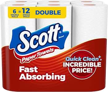 Scott Paper Towels, Choose-A-Sheet, 6 Double Rolls, 108 Sheets Per Roll :...