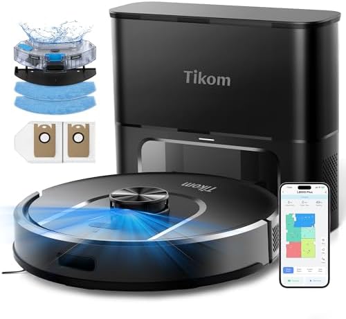 Tikom Robot Vacuum and Mop, Robotic Vacuum Cleaner with Self-Emptying Base