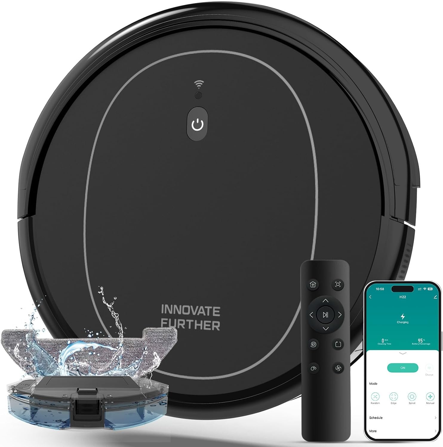 Robot Vacuum and Mop Combo, 5000Pa Self-Charging Robotic Vacuum Cleaner with Smart Obstacle Avoidance, 3-in-1 Robot Vacuum with Alexa &amp; App Control, Quiet, Slim, Ideal for Pet Hair, Carpet and Floors