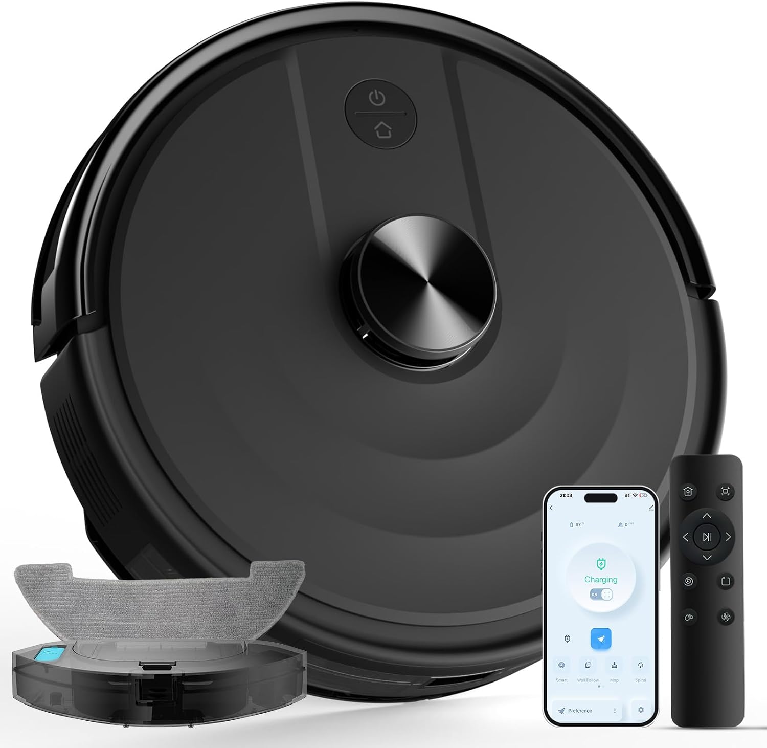 Bagotte Robot Vacuum and Mop Combo, 6000Pa Robotic Vacuums with Mapping, LiDAR Navigation, Auto-Recharging, 2.4G WiFi/App/Alexa/Remote Control for Pet Hair, Hard Floor, Carpet