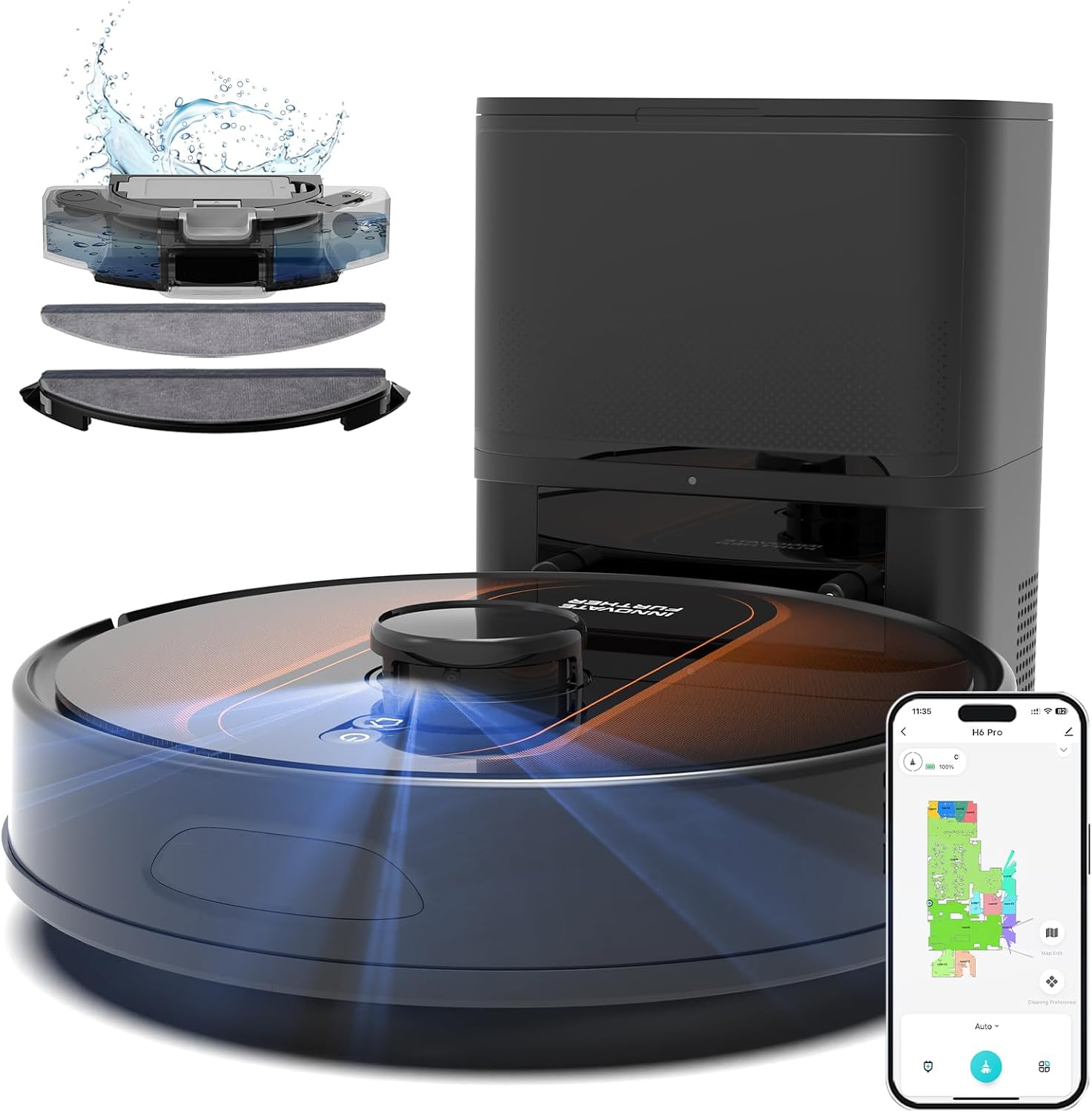 Robot Vacuum and Mop with Mapping: 6000Pa LIDAR Navigation Self Emptying Robotic Vacuum,Alexa/APP Control 3-in-1 Robot Vacuum for 90 Days Hands-Free Cleaning, Ideal for Pet Hair Hard Floor Carpet Home